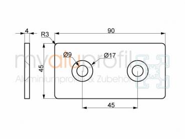 Lasche 45x90 Satz verzinkt Nut 10 B-Typ