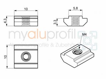 Slot nut heavy M4 Slot 6 B-type