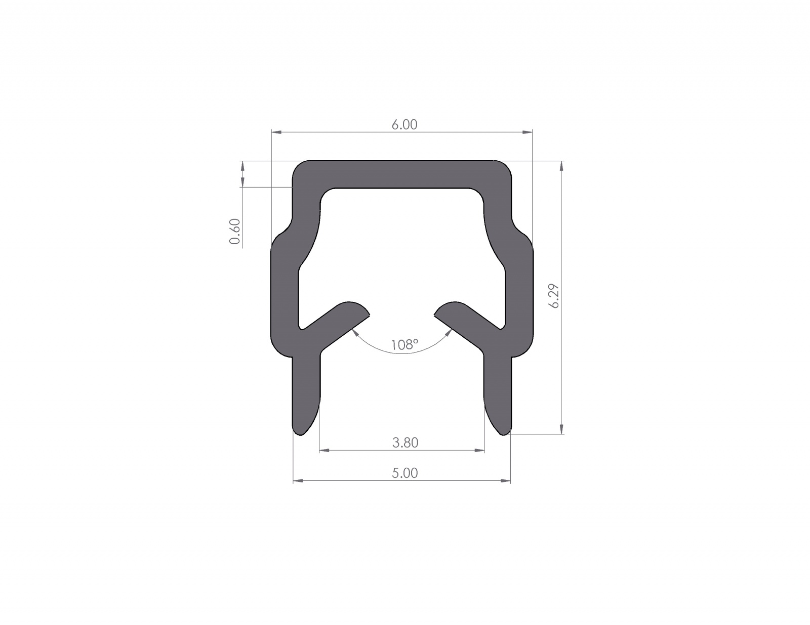 Cover and edging profile groove 5 I-type black 1000 mm