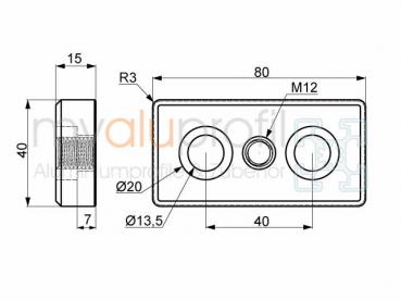 Foot plate Groove 10 40x80 M12