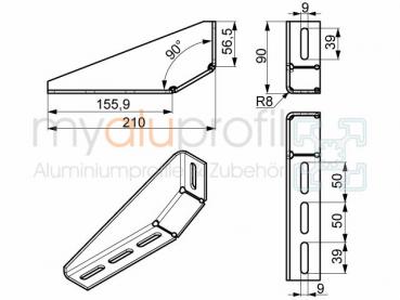 Fundamentwinkel 210 mm