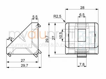 Angle 30x30 ZN Slot 8 B-type