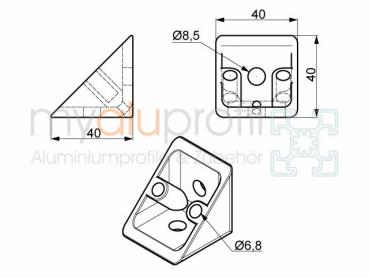 Angle 40x40 ZN Slot 8 I-type