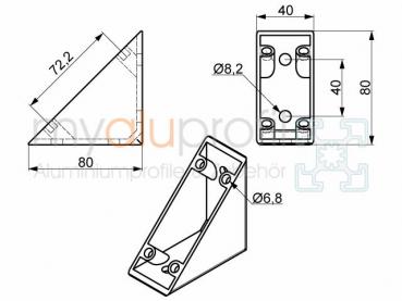 Angle set 40x80 ZN groove 8 I-type