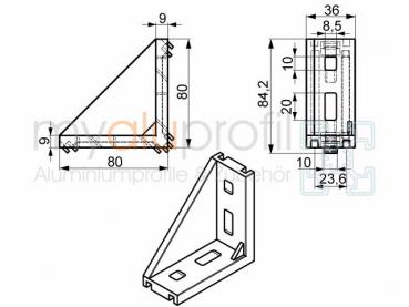 Angle set 40x80 ZN Slot 10 B-type