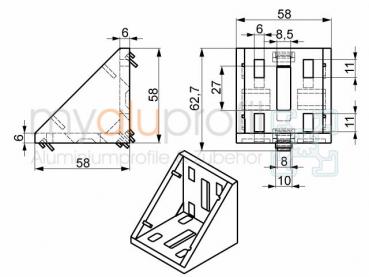 Winkel 60x60 ZN Nut 10 B-Typ