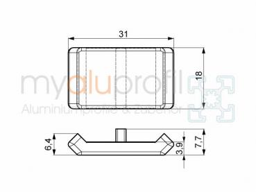 Angle cover cap 20x20 ZN slot 6 B-type