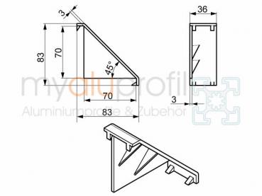 Angled cover cap 40x80 ZN groove 10 B-type