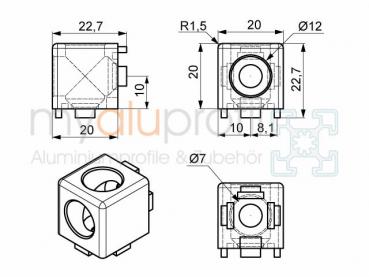 Cube connector set 20x20 2D