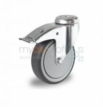 Swivel castor D125 with bolt hole and brake