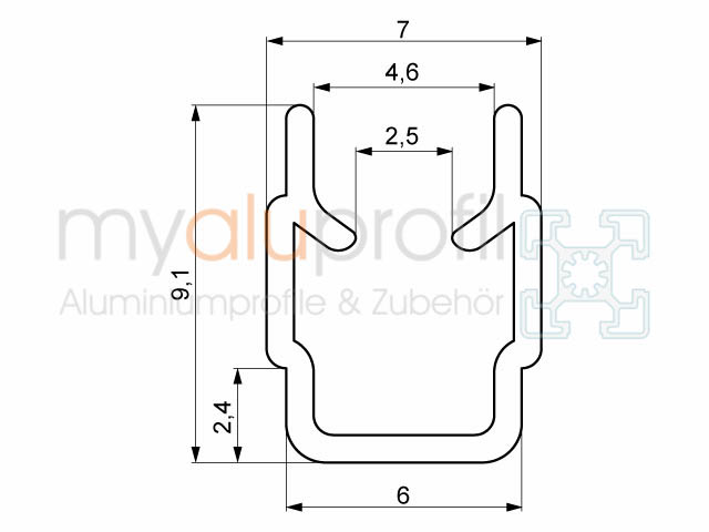 myaluprofil - Abdeck- und Einfassprofil Nut 6 I-Typ schwarz 1000 mm