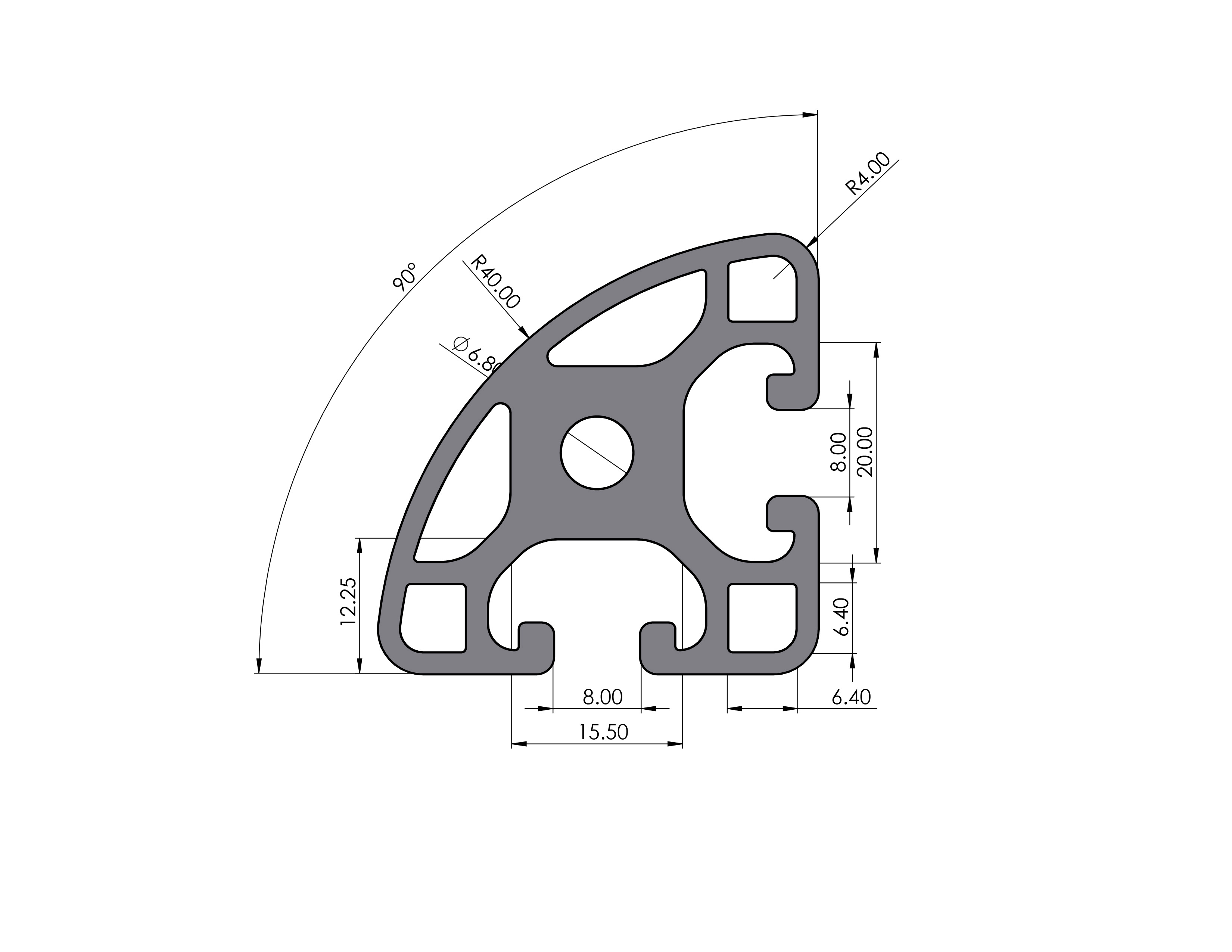 DOLD Mechatronik | Aluminiumprofil schwarz 40 x 40 L I-Typ Nut 8 Alu , 113,54