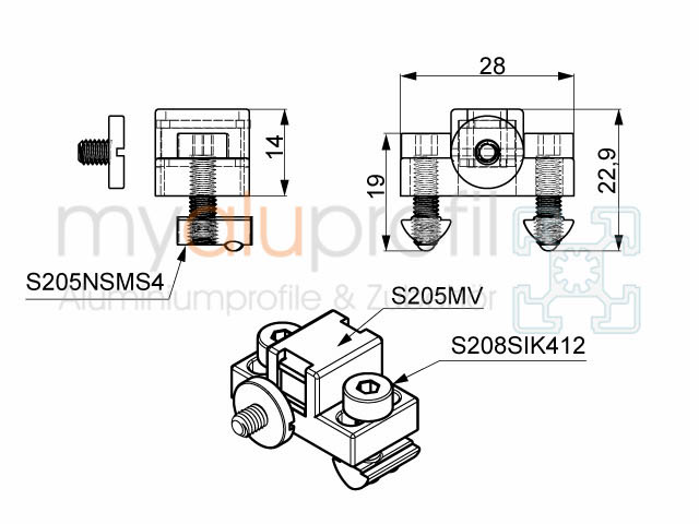 Magnetverschluss 5 Magnetschnäpper Aluprofile Nut 5I-Typ20PA 50N / 30N