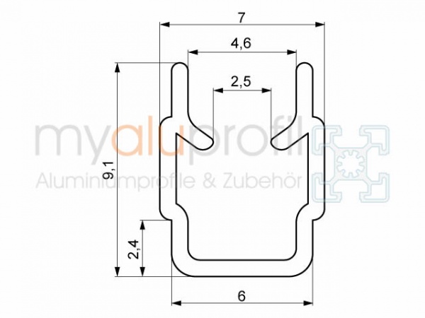 Cover and edging profile groove 6 I-type black 1000 mm