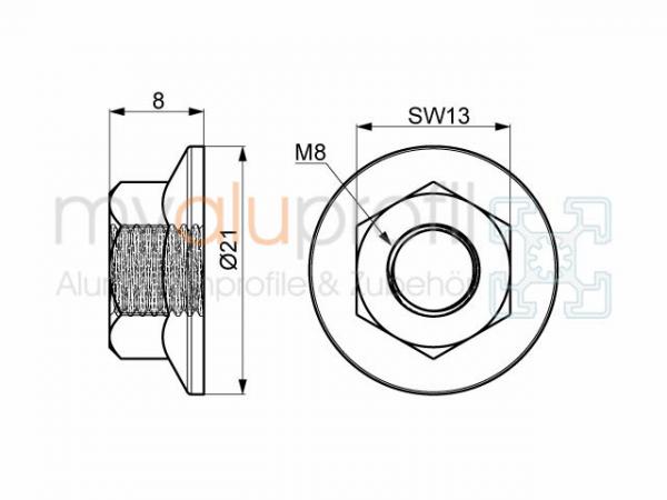 Collar nut M8 groove 10 B-type