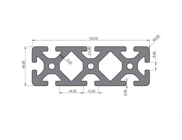 Aluminiumprofil 120x40 Nut 8 I-Typ Schwer