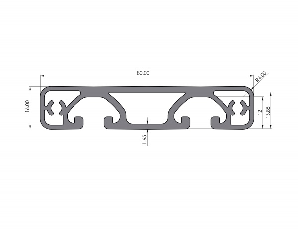 Profilé Aluminium Noir 80x16 Mm Type I Rainure 8 - Ultra Léger, Pour Montage Et Bricolage