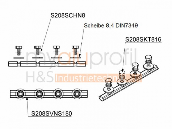 Profile connector groove 8 I-type