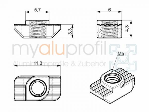 Hammermutter Nut 6 M5 B-Typ