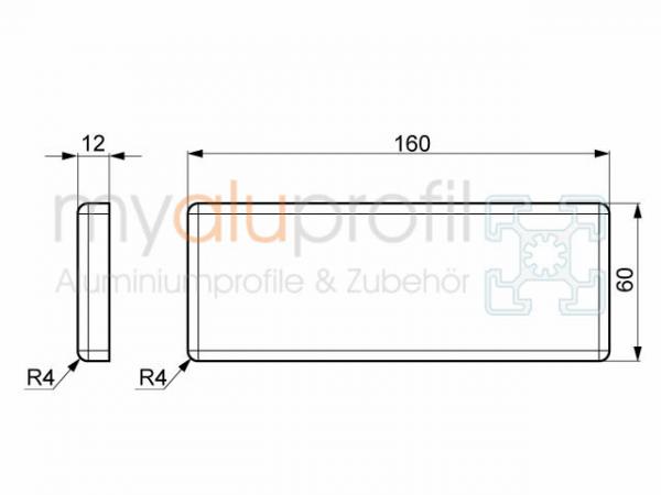 Abdeckkappe 160x60 grau Nut 8 I-Typ