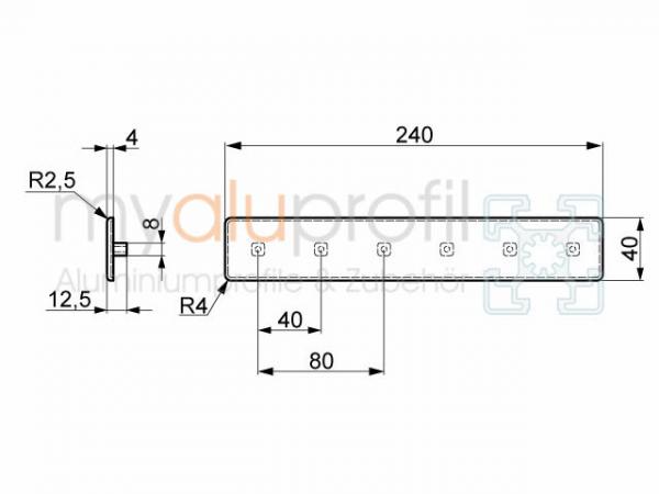 Cover cap 240x40 groove 8 I-type