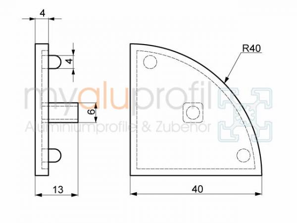 Abdeckkappe R40-90° Nut 8 I-Typ