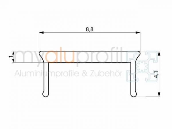 Cover profile aluminium black 2000mm Groove 8 I-type