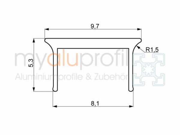 Abdeckprofil 30 grau 2000mm Nut 8 I-Typ