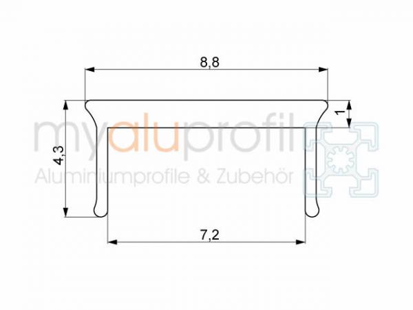 Cover profile red 2000mm Groove 8 I-type