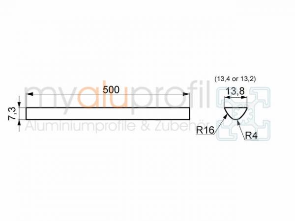 Profile bar length 500mm stainless Groove 8 I-type