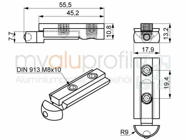 Schnellspanner 40 Nut 8 B-Typ