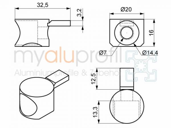 Universalverbinder PA Nut 8 I-Typ