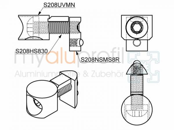 Universal connector set stainless groove 8 I-type