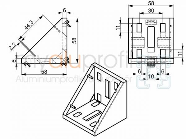 Winkel 60x60 Nut 8 I-Typ