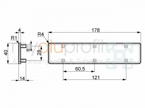 Angle cover cap 160x80 Groove 8 I-type