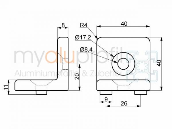 Angle V 40 ZN Groove 8 I-type