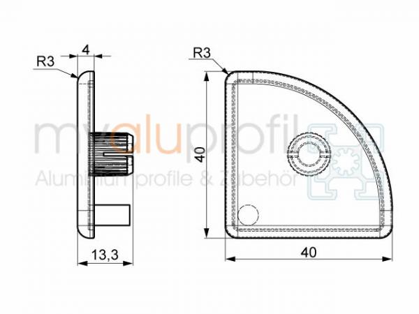 Abdeckkappe R40-90° Nut 10 B-Typ