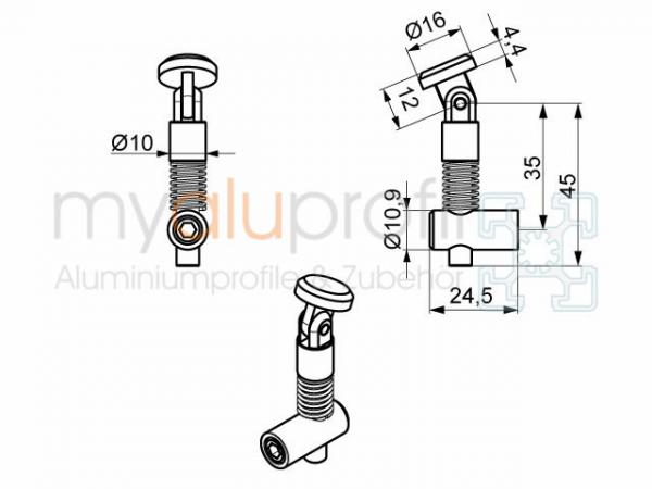 Joint head quick-release connector 0°