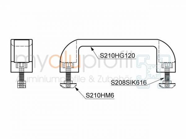 Handgriff PA 120 Satz Nut 10 B-Typ