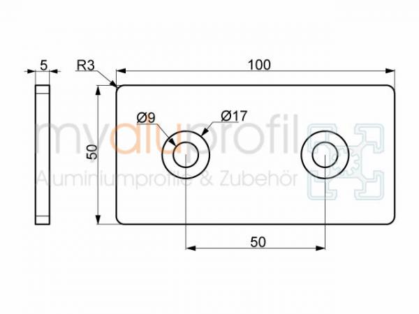 Latch 50x100 black slot 10 B-type