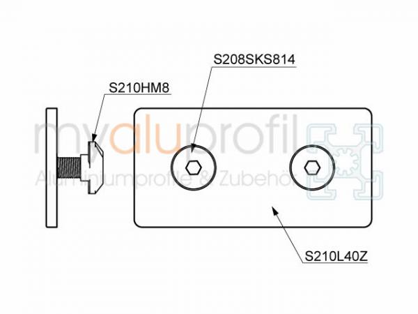 Lasche 40x80 verzinkt Satz Nut 10 B-Typ