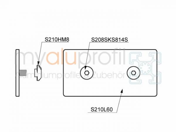 Latch 60x120 black set slot 10 B-type