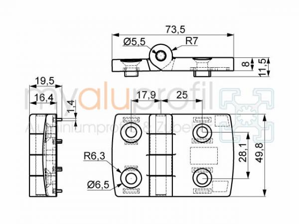 Hinge 8-10 alu 30x45