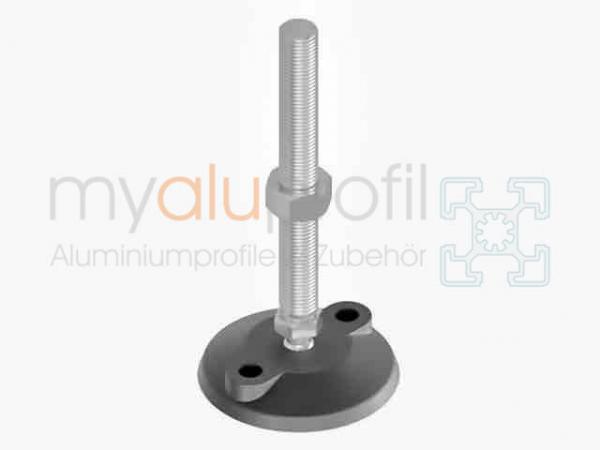 Stellfuß D80 M16x180 mit Anschraubbohrungen Nut 10 B-Typ