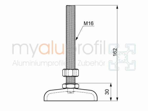 Stellfuss D90 M16x150 Nut 10 B-Typ