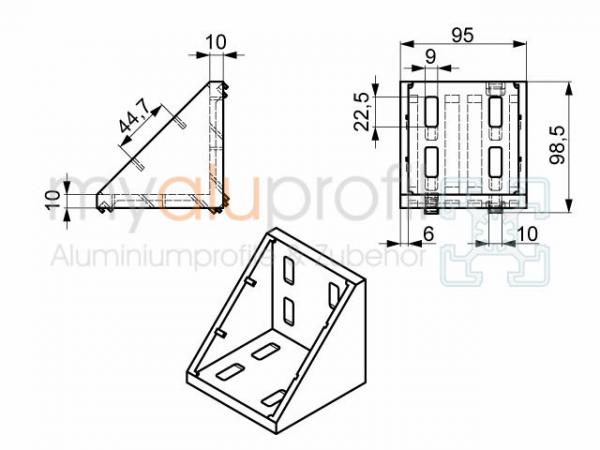 Angle 100x100 groove 10 B-type