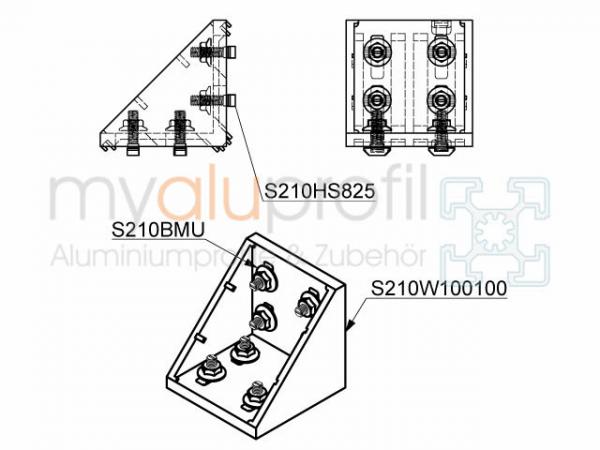 Winkelsatz 100x100 Nut 10 B-Typ