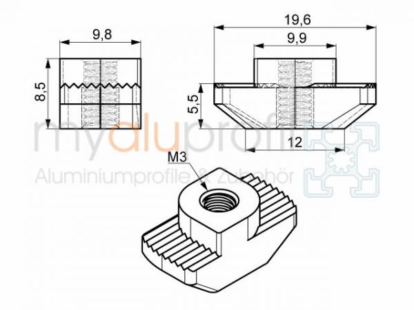 Hammer Nut Nut 10 M3 B Type