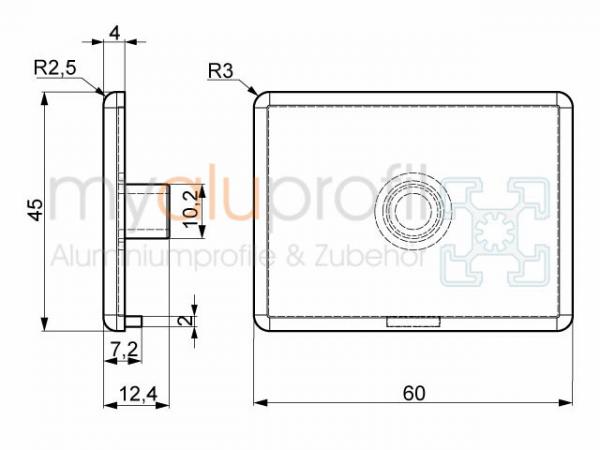 Profile cover cap 45x60 groove 10 B-type