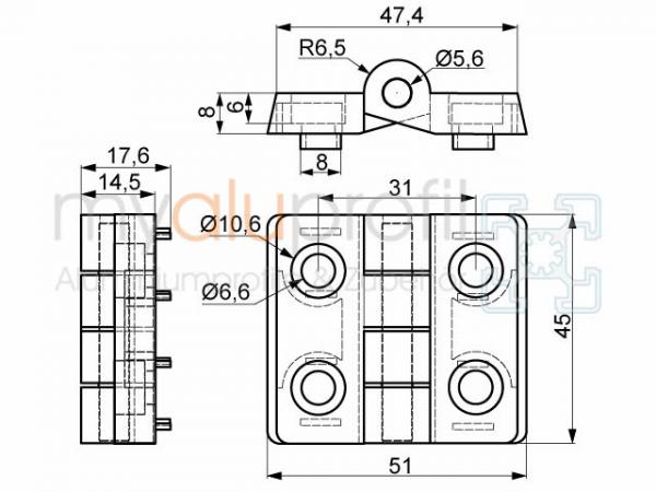 Scharnier 30 PA Nut 8 B-Typ